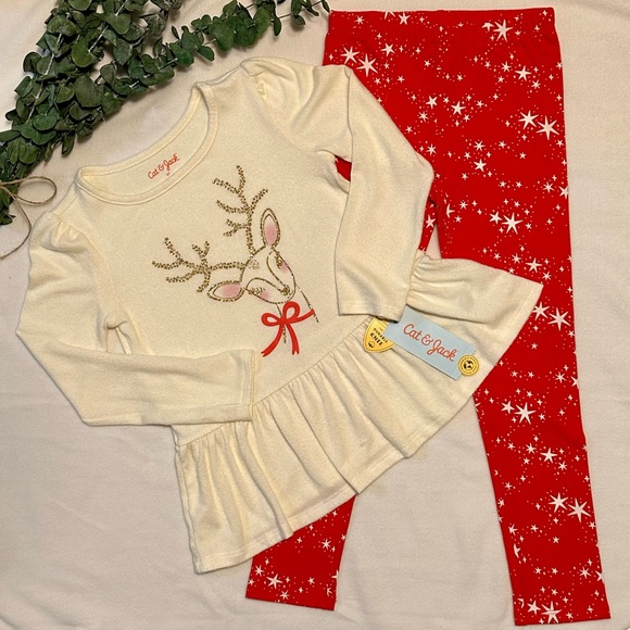 Cat & Jack Other - NWT Cat & Jack Dear T-Shirt & Legging Set - 5T